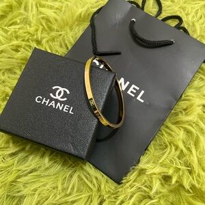 CHANEL Gold-Tone Bangle Bracelet